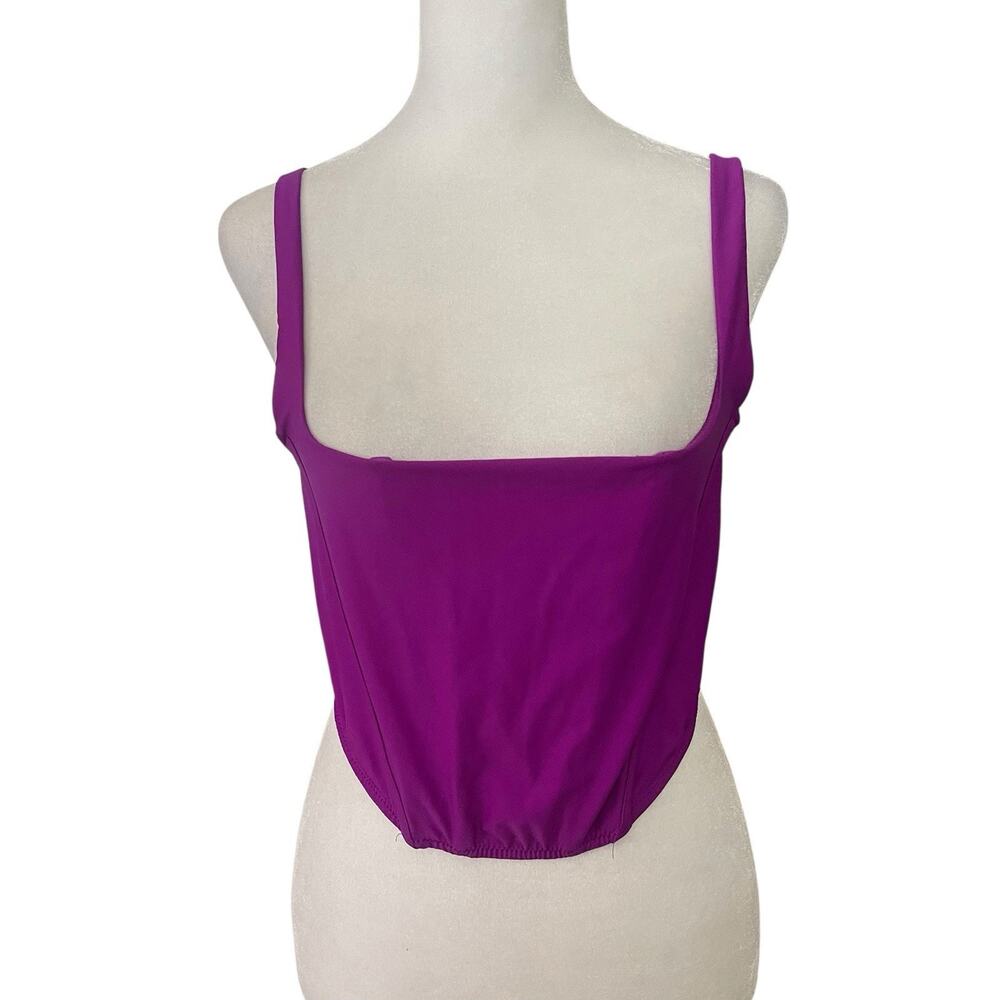 Out From Under Womens Large Underbust Corset Top Neon Purple Boning Festival